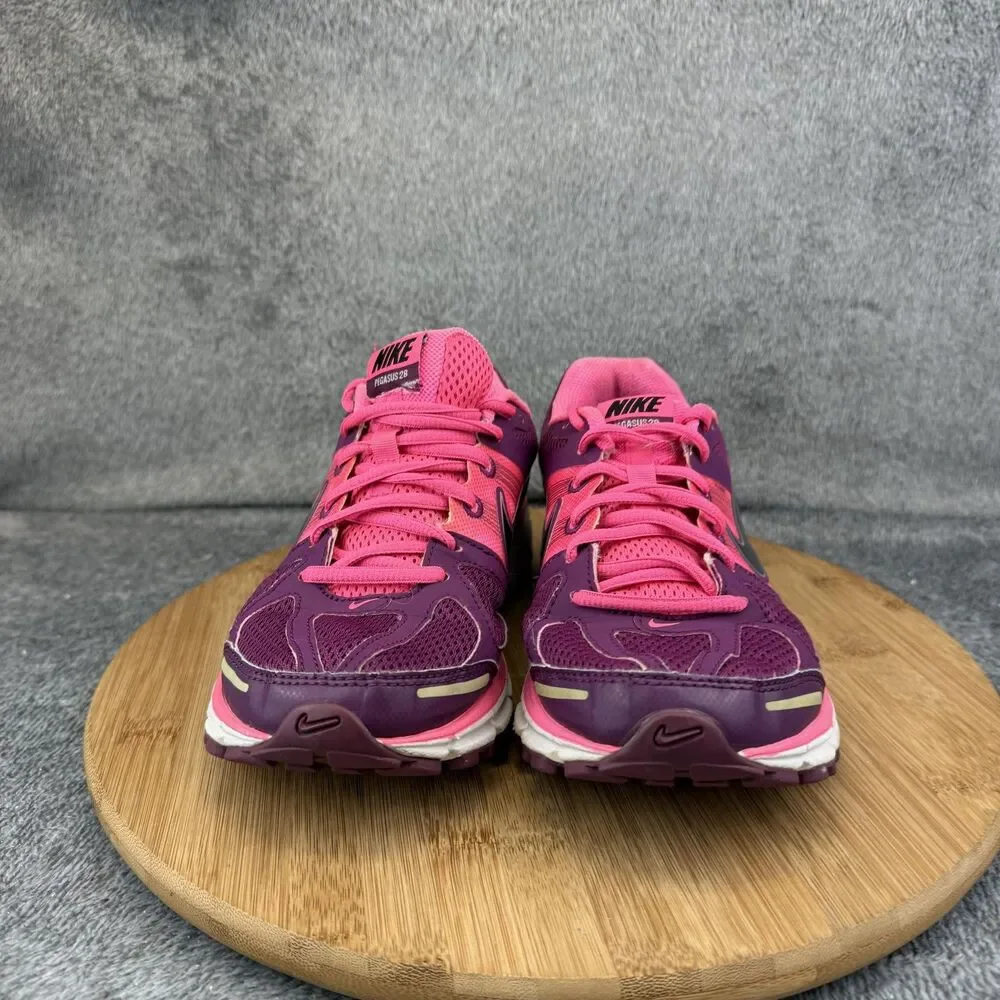 Nike Pegasus 28 Shoes Girls Size 7 Pink Purple Mesh Running Sneakers 443802-506